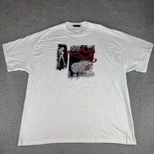 Skin Industries Graphic Print Men's T-Shirt Xl Rare White Y2k Vintage Moto Skate